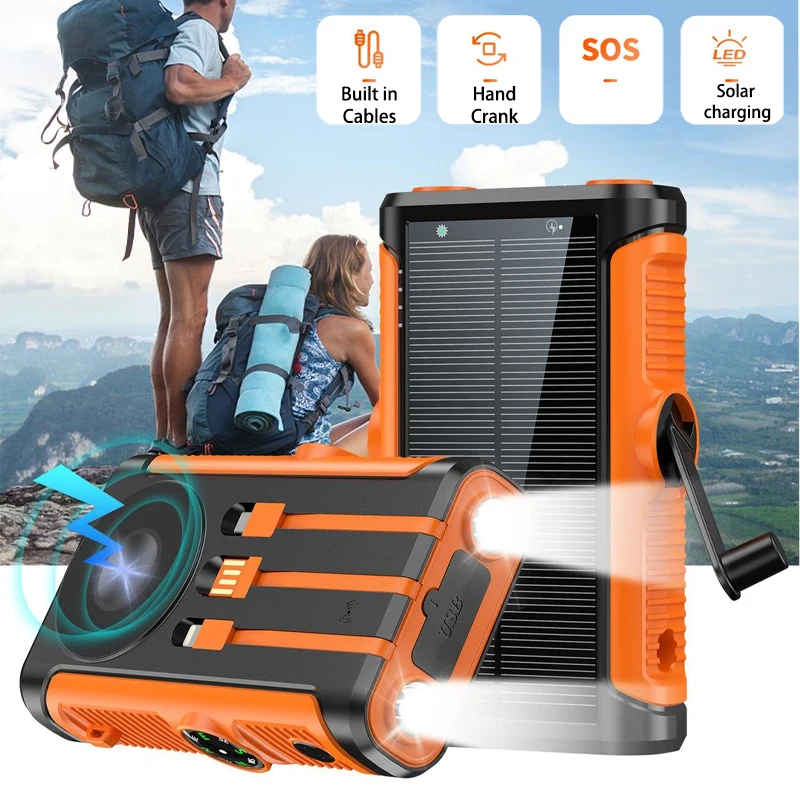 50000mAh Solar Power Bank 22.5W Magnetic Wireless Charging Camping Powerbank with Cables External Battery for IPhone Magsafe - Image 2