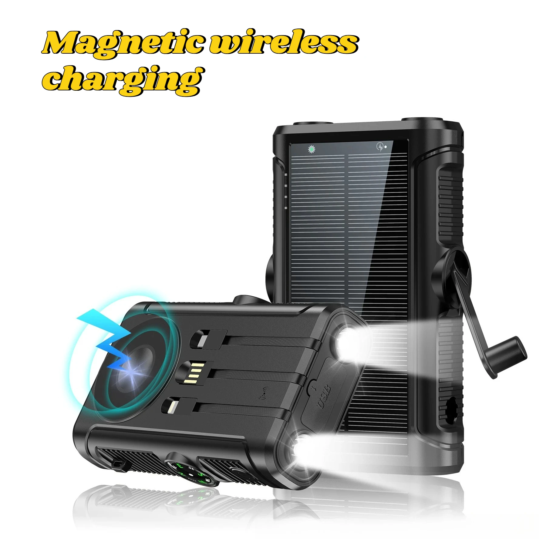 50000mAh Solar Power Bank 22.5W Magnetic Wireless Charging Camping Powerbank with Cables External Battery for IPhone Magsafe - Image 8