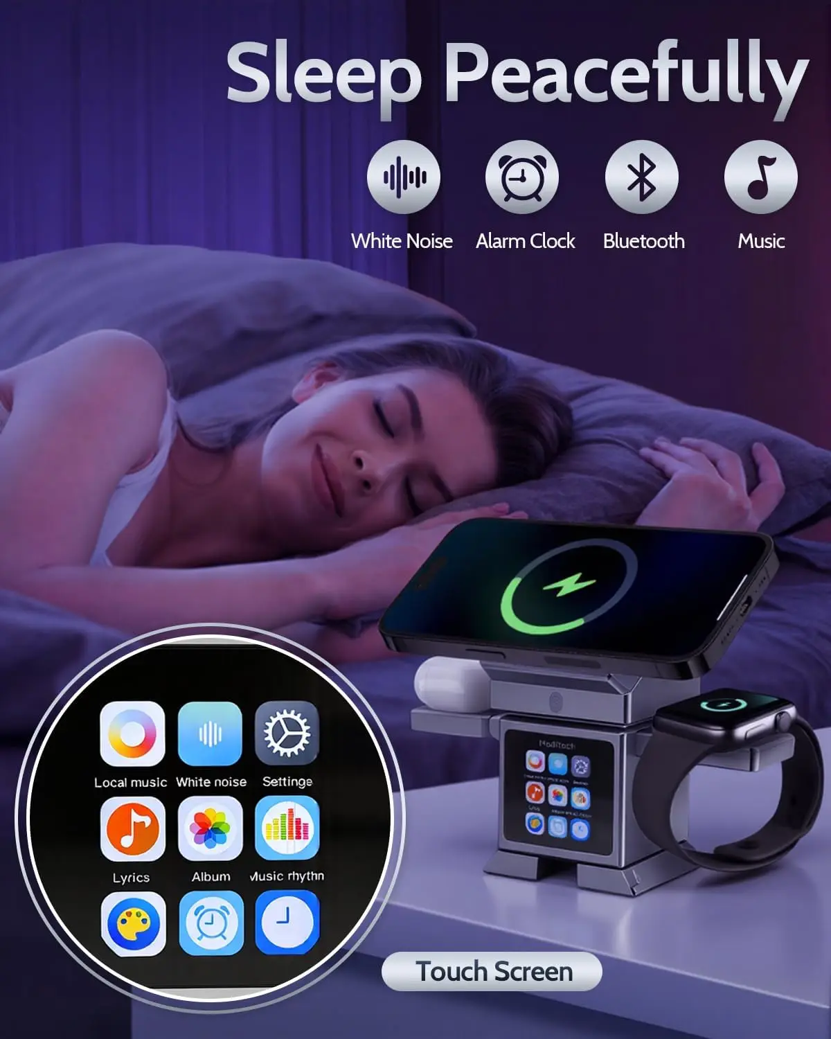 7 in 1 Wireless Charger Qi2.2 Certified 25W Magnetic Fast Charging Station Bluetooth Speaker for iPhone 17~12 iWatch Airpods Pro - Image 4