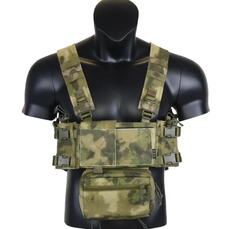 ATFG CAMO Micro Chest Rig с държач за пълнител 5.56/7.62, торбички за крила, калъф за висяща чанта, комплект раменни колани с дебела лента