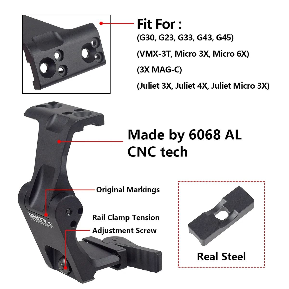 558 Holographic Collimator Red Dot Sight UNITY Riser Mount G43 G33 G45 Magnifier Fast FTC 2.26 20mm Rail Optic Mount - Image 5