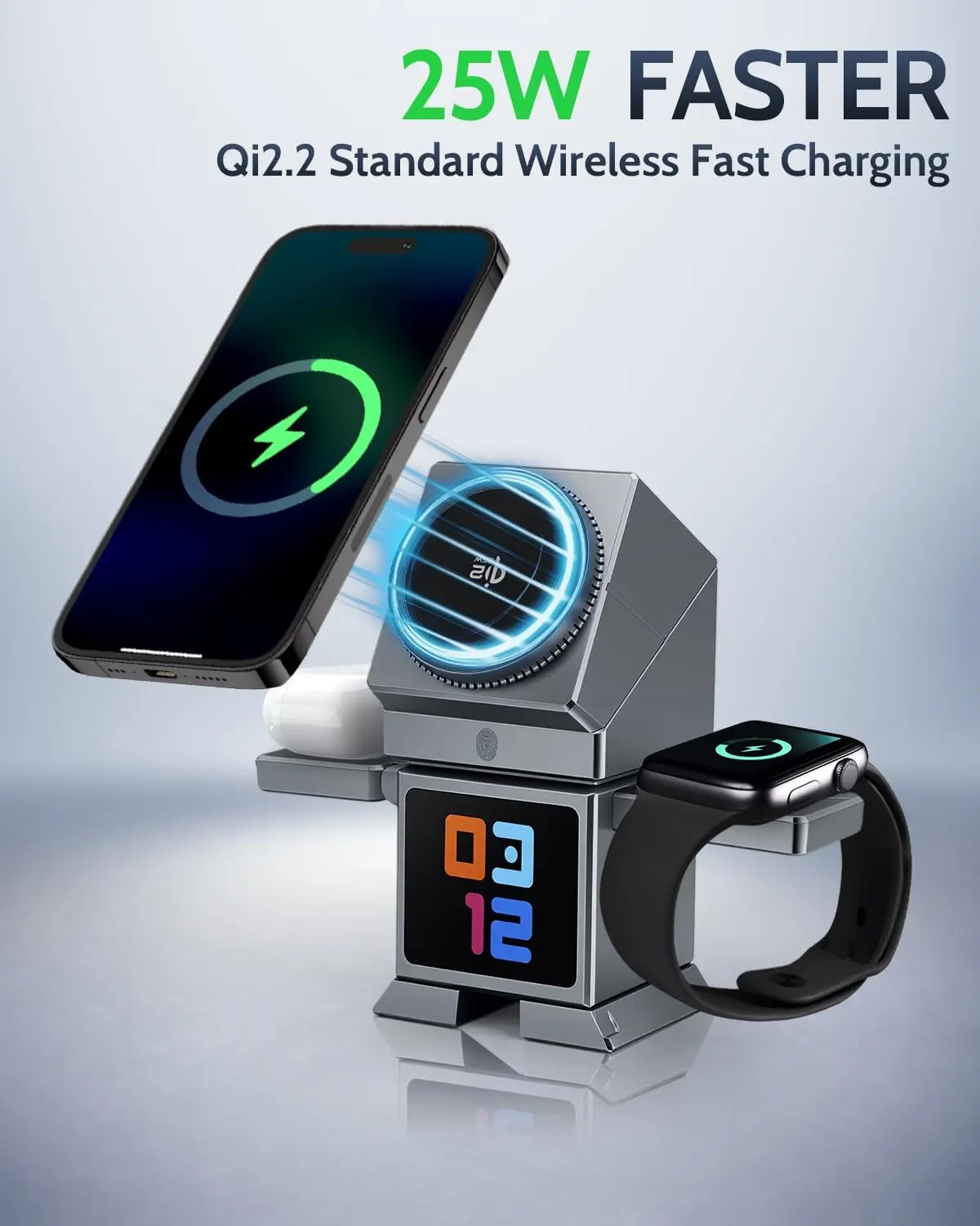 7 in 1 Wireless Charger Qi2.2 Certified 25W Magnetic Fast Charging Station Bluetooth Speaker for iPhone 17~12 iWatch Airpods Pro - Image 2