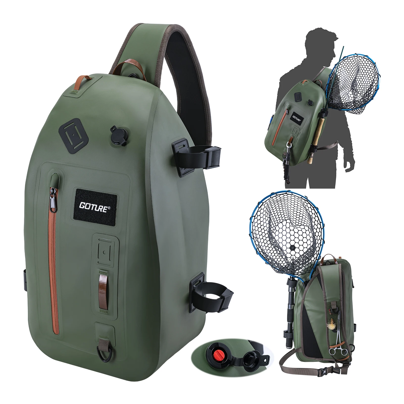 Goture Professional Fishing Chest Pack IPX8 Waterproof 13L Sling Storage Bag with Airtight Zipper & Tool Holder for Anglers - Image 3