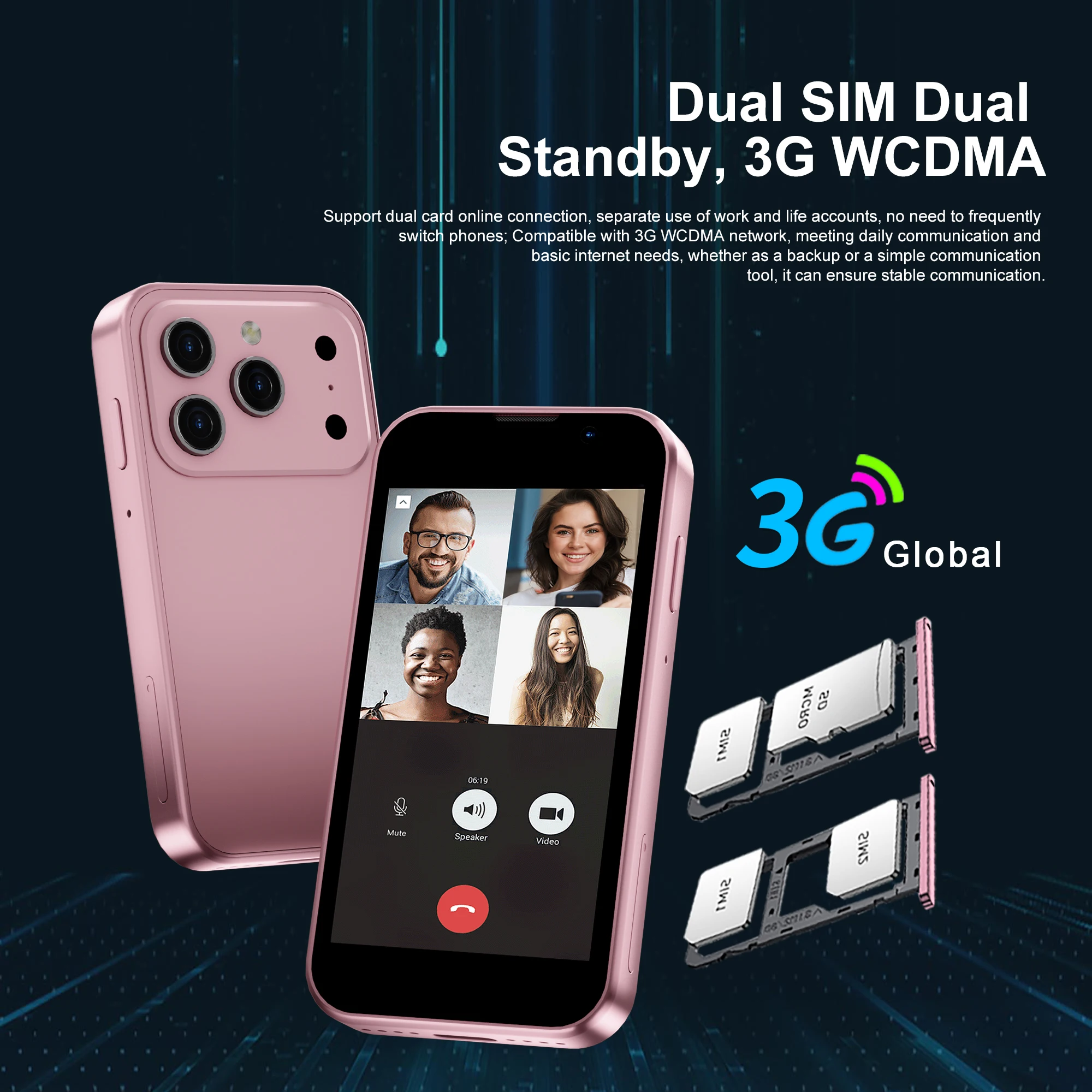 SERVO 17SE MINI 3G Малък смартфон Android System Play Store 2GB+16GB WhatsAPP GPS WiFi Dual SIM карта 3.0″ Малък смарт мобилен телефон - Image 4