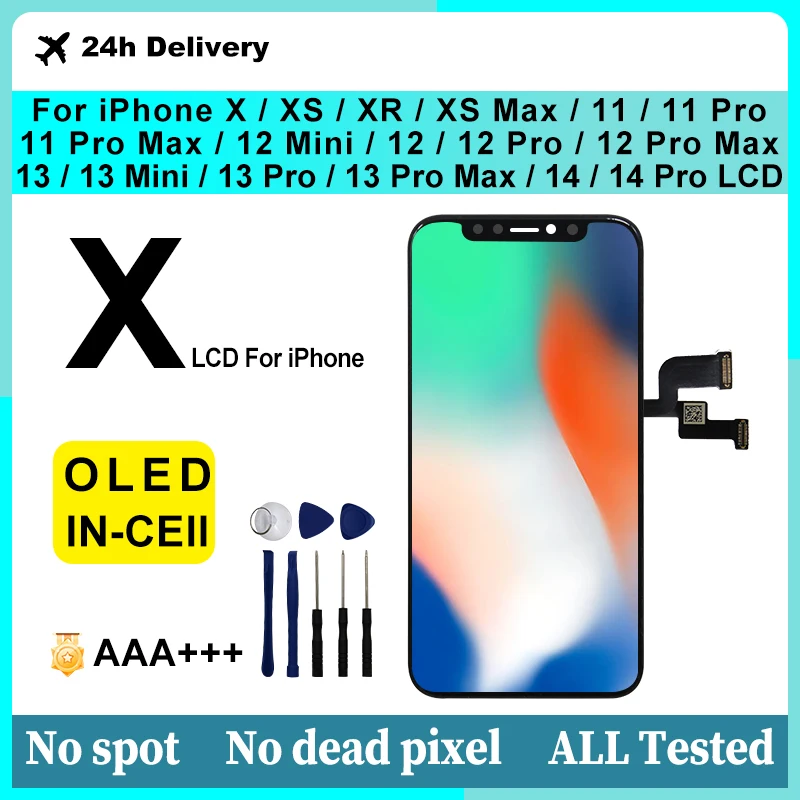 OLED за iPhone X Display XR XS MAX LCD 3D сензорен дигитайзер за iPhone 11 11Pro 12 Pro Max Screen 13 Mini 14 Pro LCD