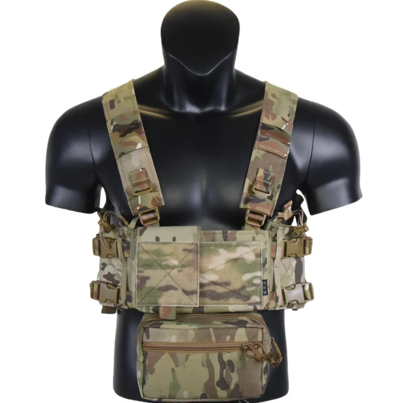 ATFG CAMO Micro Chest Rig с държач за пълнител 5.56/7.62, торбички за крила, калъф за висяща чанта, комплект раменни колани с дебела лента - Image 6