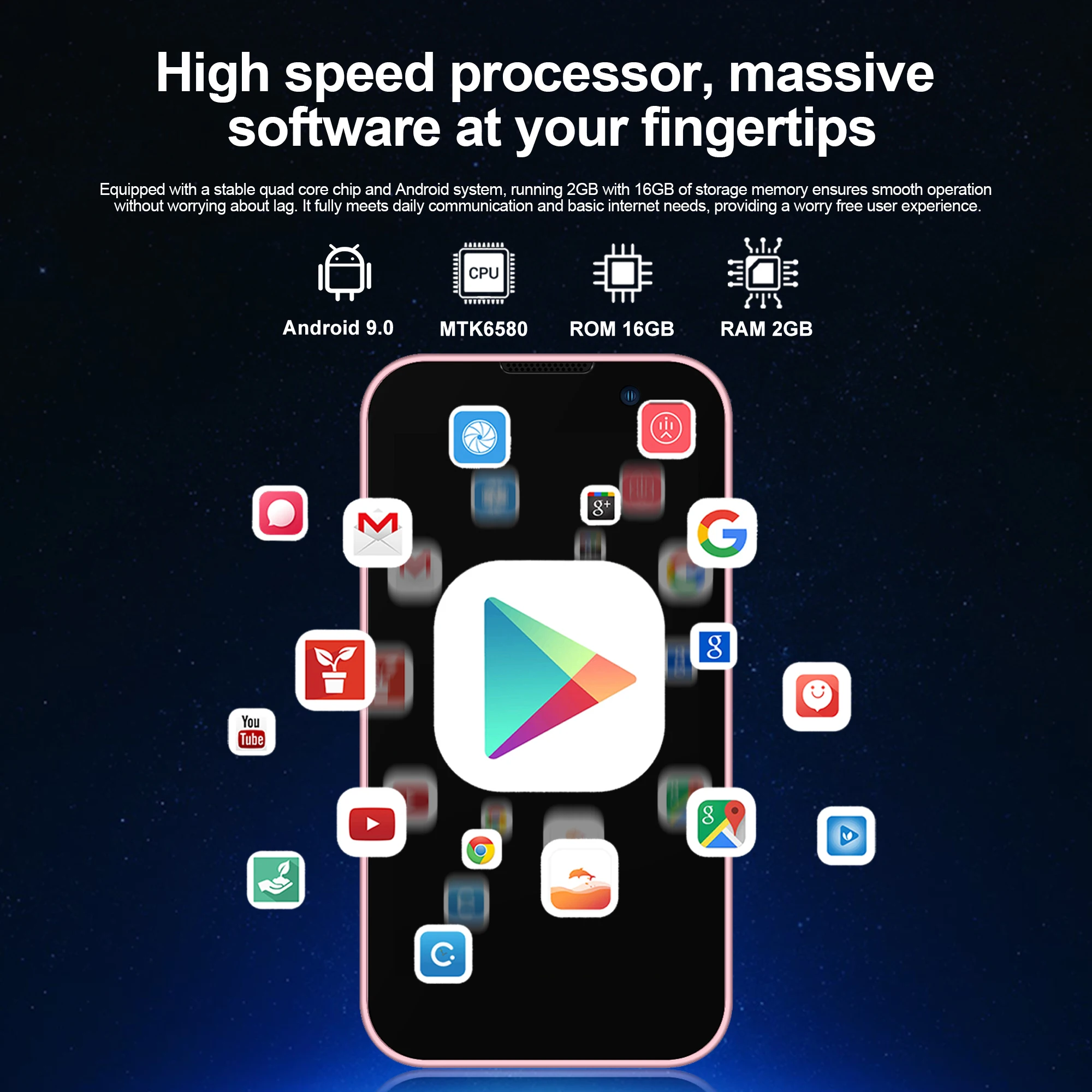 SERVO 17SE MINI 3G Малък смартфон Android System Play Store 2GB+16GB WhatsAPP GPS WiFi Dual SIM карта 3.0″ Малък смарт мобилен телефон - Image 3
