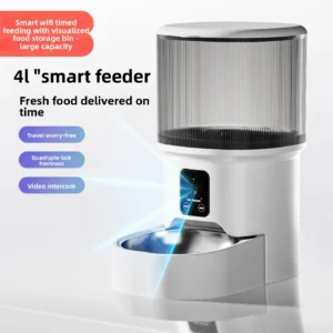 HD Video Automatic Pet Feeder for Cats Dogs 4L Smart Timed Quantitative Food Dispenser with Stainless Steel Bow Pet Supplies