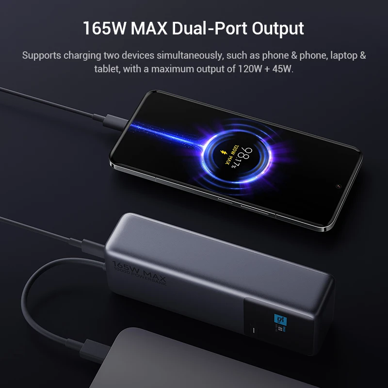 Xiaomi Power Bank 10000 165W PB1165MI Вграден USB C кабел LED дисплей Преносимо зарядно за Macbook iPhone 15 Xiaomi 14 Pro - Image 2