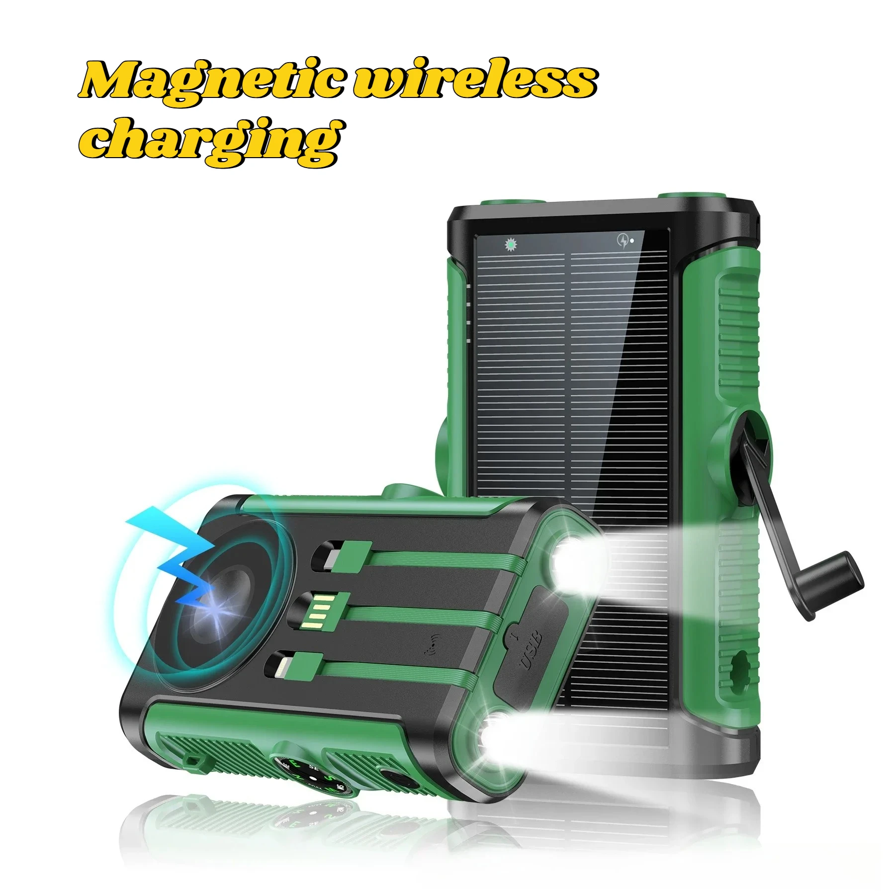 50000mAh Solar Power Bank 22.5W Magnetic Wireless Charging Camping Powerbank with Cables External Battery for IPhone Magsafe - Image 9
