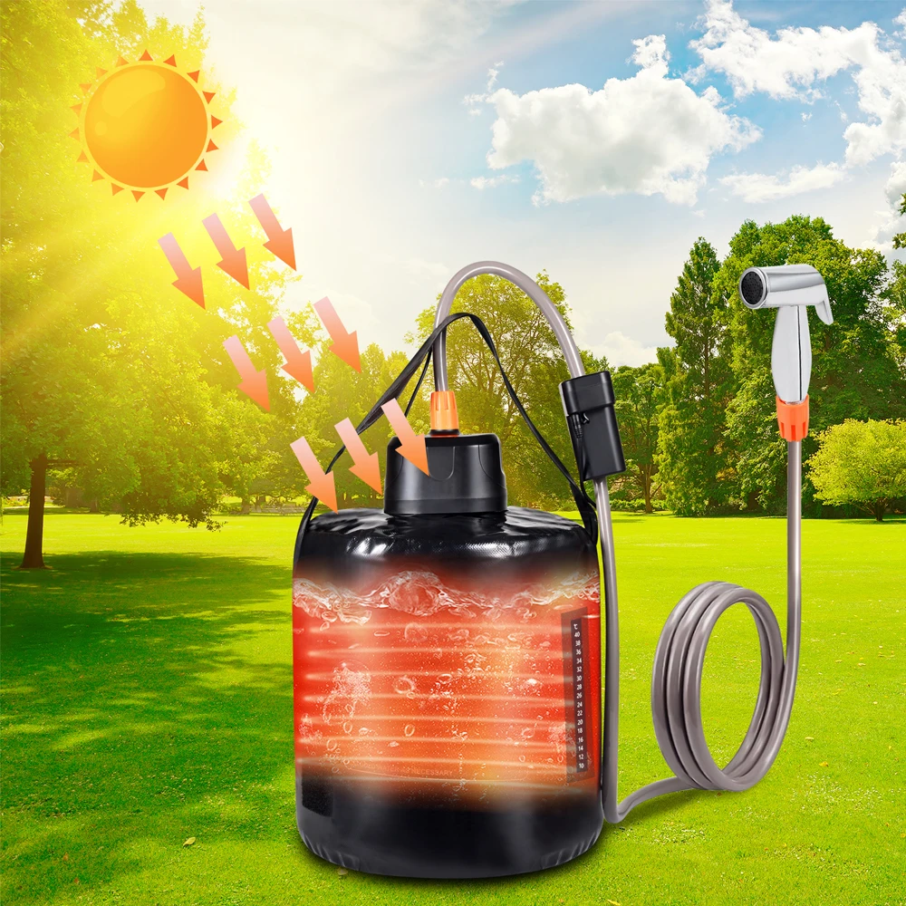 Portable Camping Shower with 20L Solar Heating Bag Rechargeable Electric Pump For Watering Flowers Hiking Beach Dog Washing - Image 2