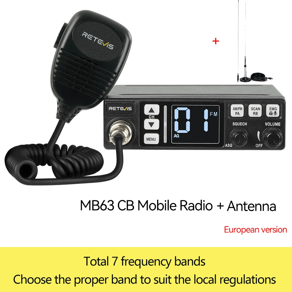 Retevis MB3 /MB63 CB Радиостанция за Комуникация от разстояние Професионална Автомобилна Мобилна Радиолюбительница AM FM Канал 9/19 VOX За шофьори на камиони - Image 8