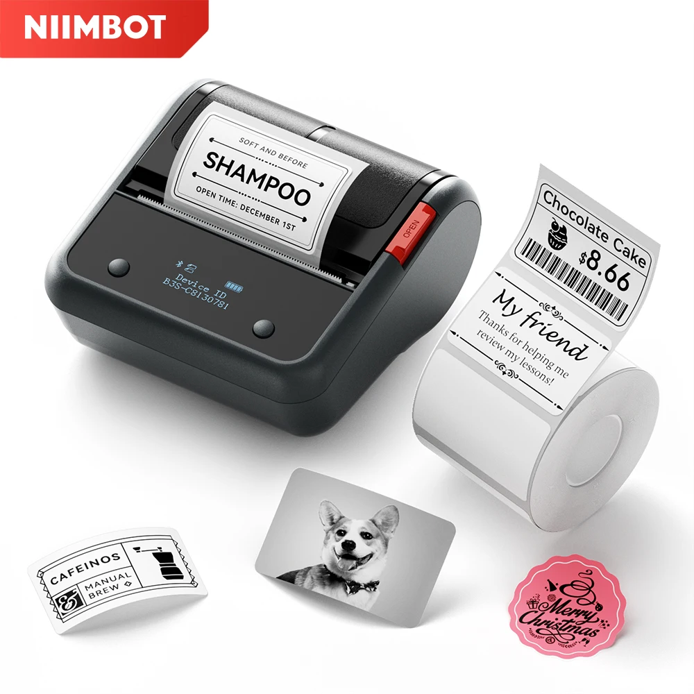 Niimbot B3S Wireless Label Printer 3 Inch Thermal Business Jewelry Barcode Sticker Maker for Mobile iOS Android Windows