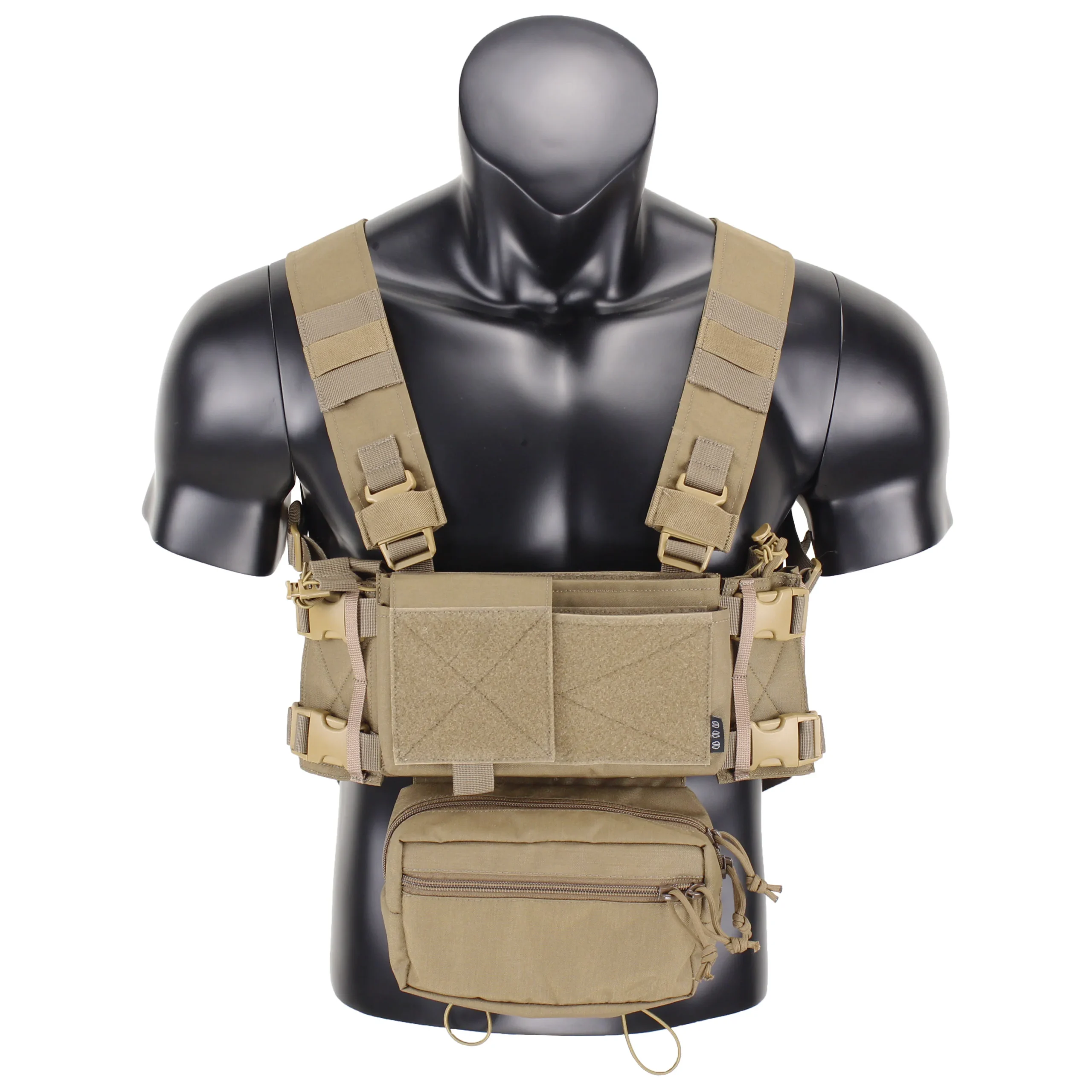 ATFG CAMO Micro Chest Rig с държач за пълнител 5.56/7.62, торбички за крила, калъф за висяща чанта, комплект раменни колани с дебела лента - Image 9