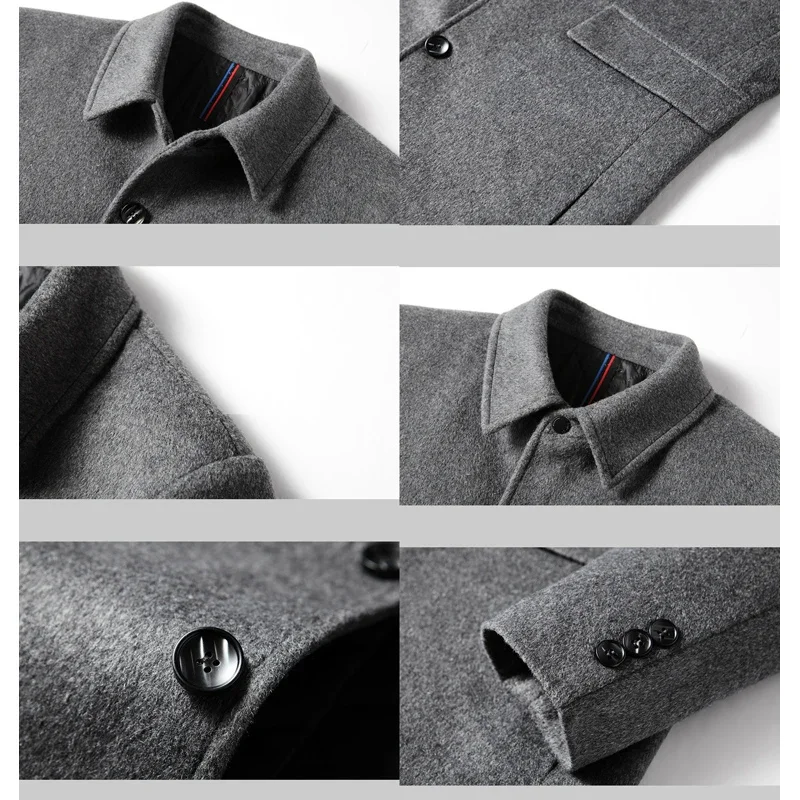 BROWON Brand Winter Coat Men 2026 Autumn Solid Turn-Down Collar Wool Long Jacket for Men New Business Casual Keep Warm Outerwear - Image 6
