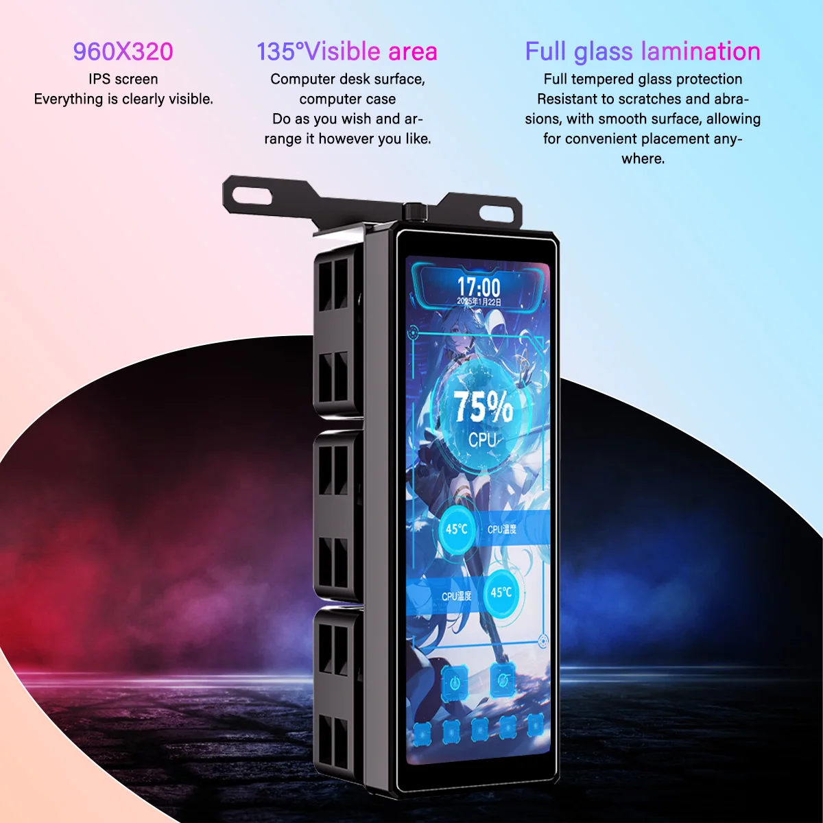4.58 Inch IPS PC Secondary Screen HDMI USB DIY Monitor Computer Temp Display for Case CPU GPU Ram - Image 3