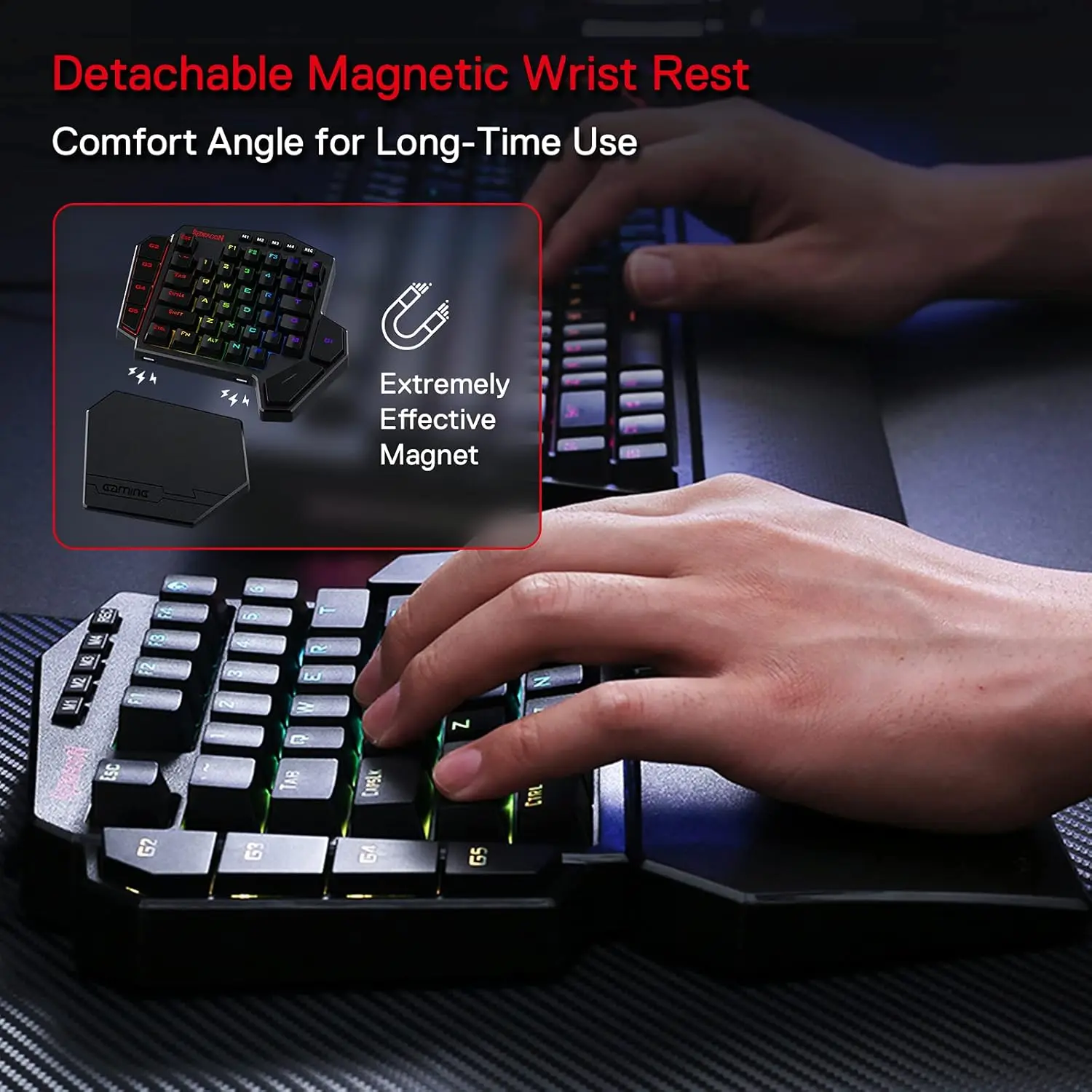 Redragon K585 PRO Безжична клавиатура с 42 Бутони с възможност за "гореща" замяна, 3-Режимная Ръчна Детска Клавиатура с подкрепата на китките с Една Ръка - Image 3