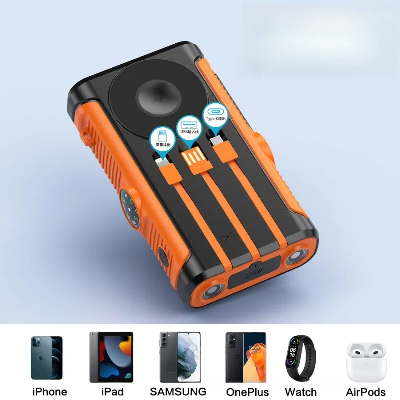 50000mAh Solar Power Bank 22.5W Magnetic Wireless Charging Camping Powerbank with Cables External Battery for IPhone Magsafe - Image 4