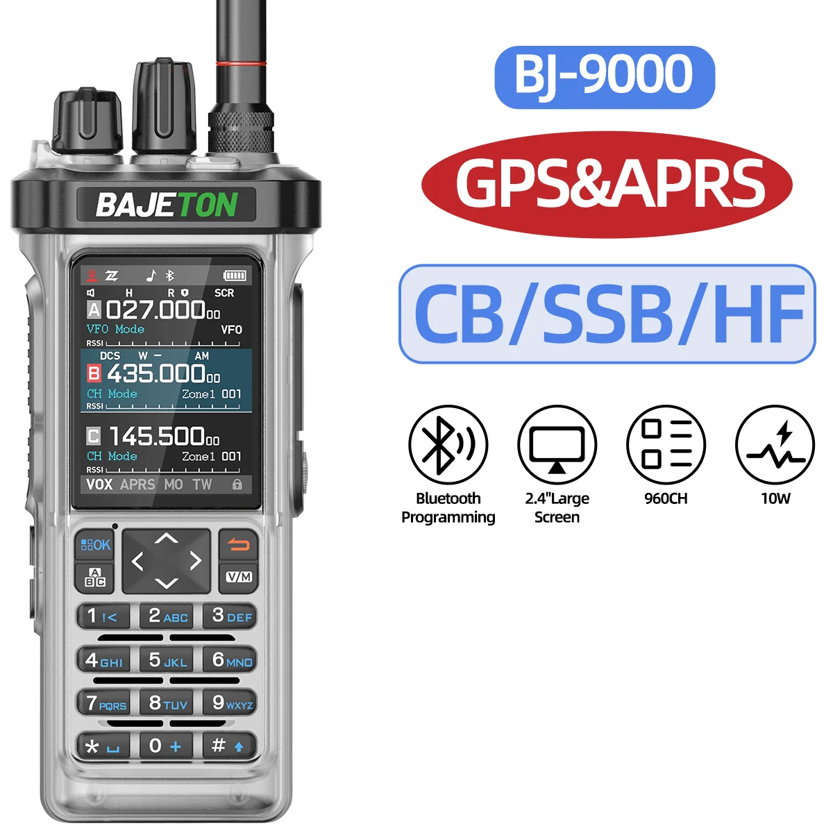 BAJETON BJ-9000 GPS APRS уоки токита 10W CB 27Mhz Получаване на Bluetooth програмиране с дълъг обхват NOAA VOX RT-950 RT-950PRO радиолюбител - Image 8
