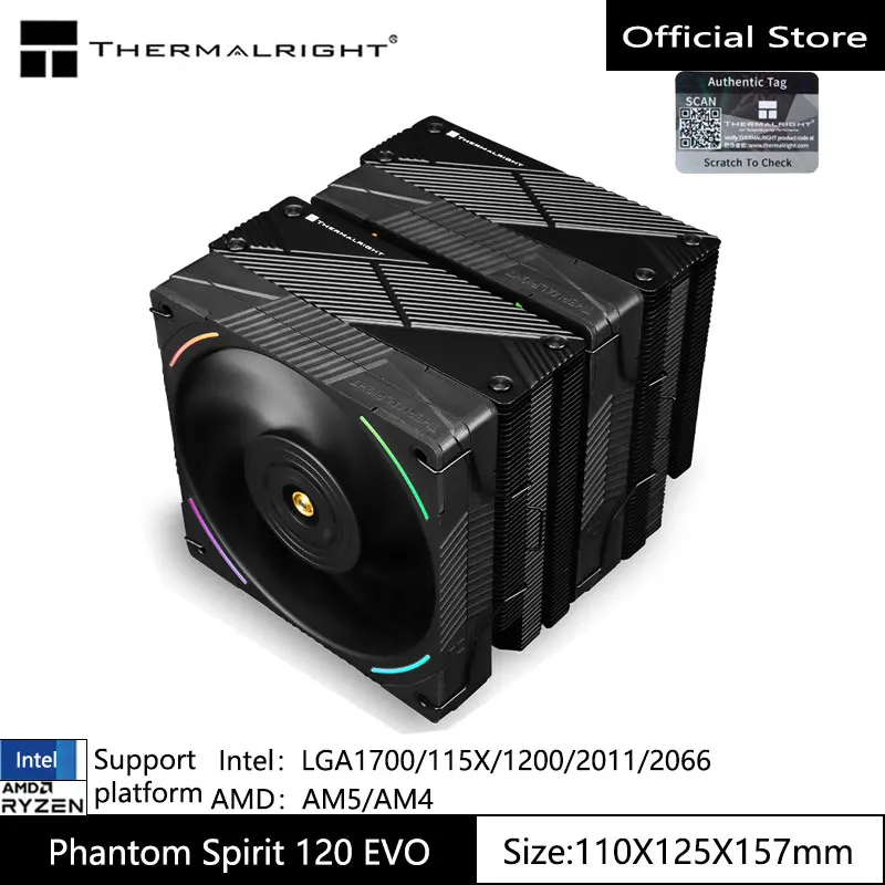 Плача на предното охлаждане за процесор Thermalright Phantom Spirit 120 EVO Поддържа двойна кула радиатор с топлинна тръба 1700 /115X / AM5/AM4 7