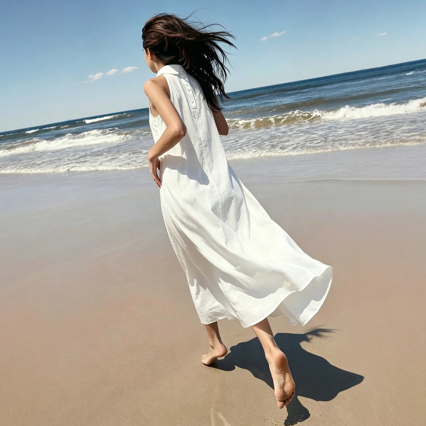 Amii Sleeveless Women's Dress 2026 Summer New Back Button Lapel Collar Loose Fit Casual A-Line Long Dress For Women 12642137 - Image 4