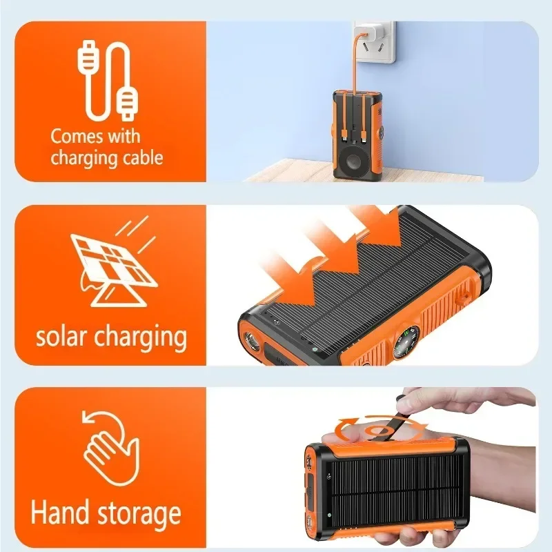 50000mAh Solar Power Bank 22.5W Magnetic Wireless Charging Camping Powerbank with Cables External Battery for IPhone Magsafe - Image 6