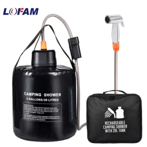 Portable Camping Shower with 20L Solar Heating Bag Rechargeable Electric Pump For Watering Flowers Hiking Beach Dog Washing