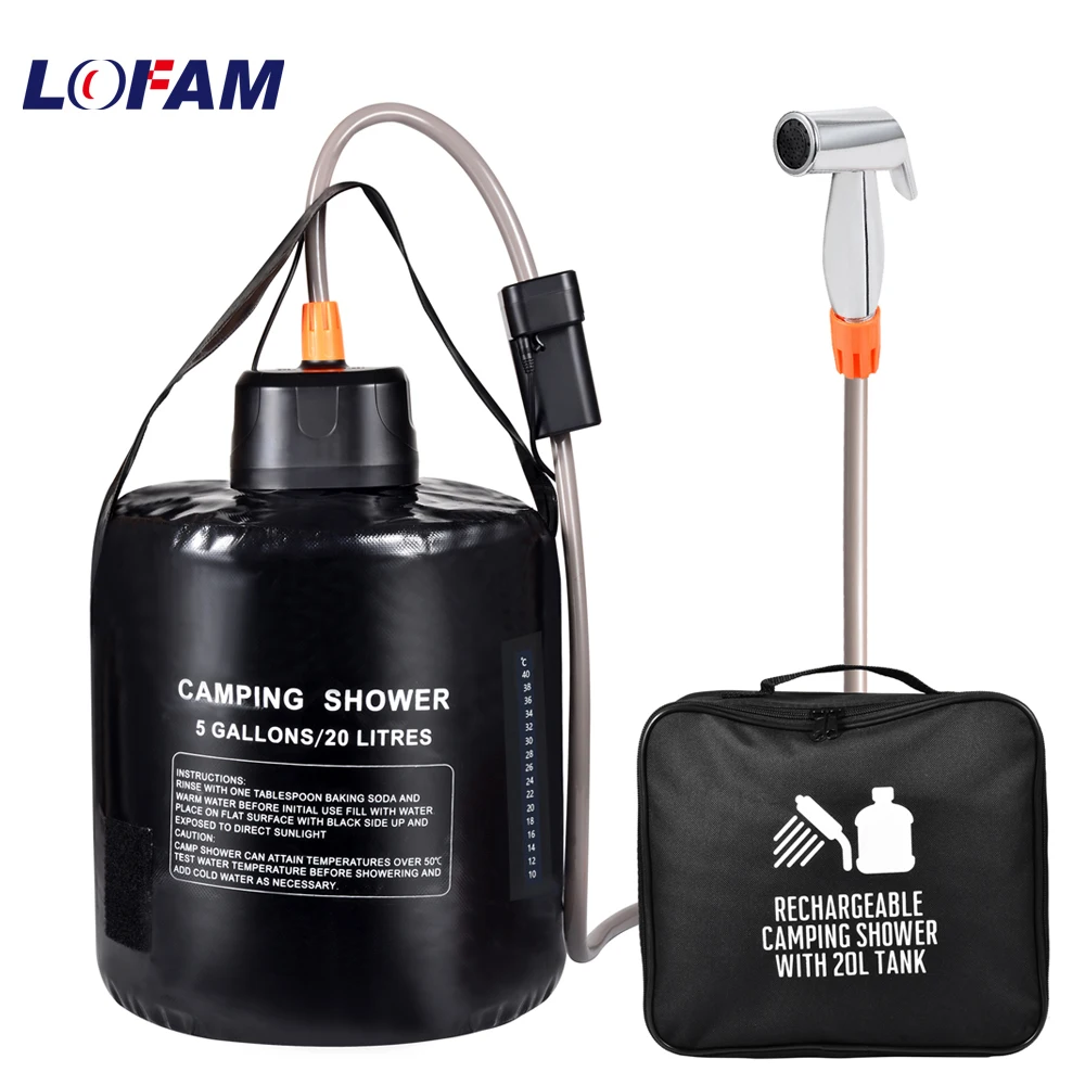 Portable Camping Shower with 20L Solar Heating Bag Rechargeable Electric Pump For Watering Flowers Hiking Beach Dog Washing