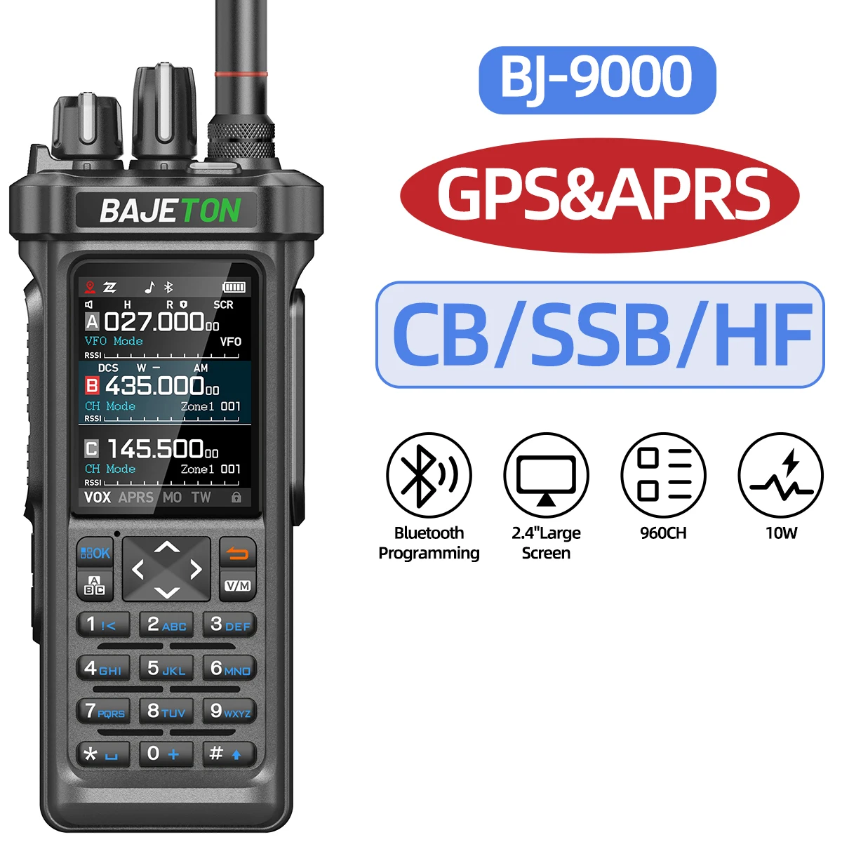 BAJETON BJ-9000 GPS APRS уоки токита 10W CB 27Mhz Получаване на Bluetooth програмиране с дълъг обхват NOAA VOX RT-950 RT-950PRO радиолюбител - Image 10